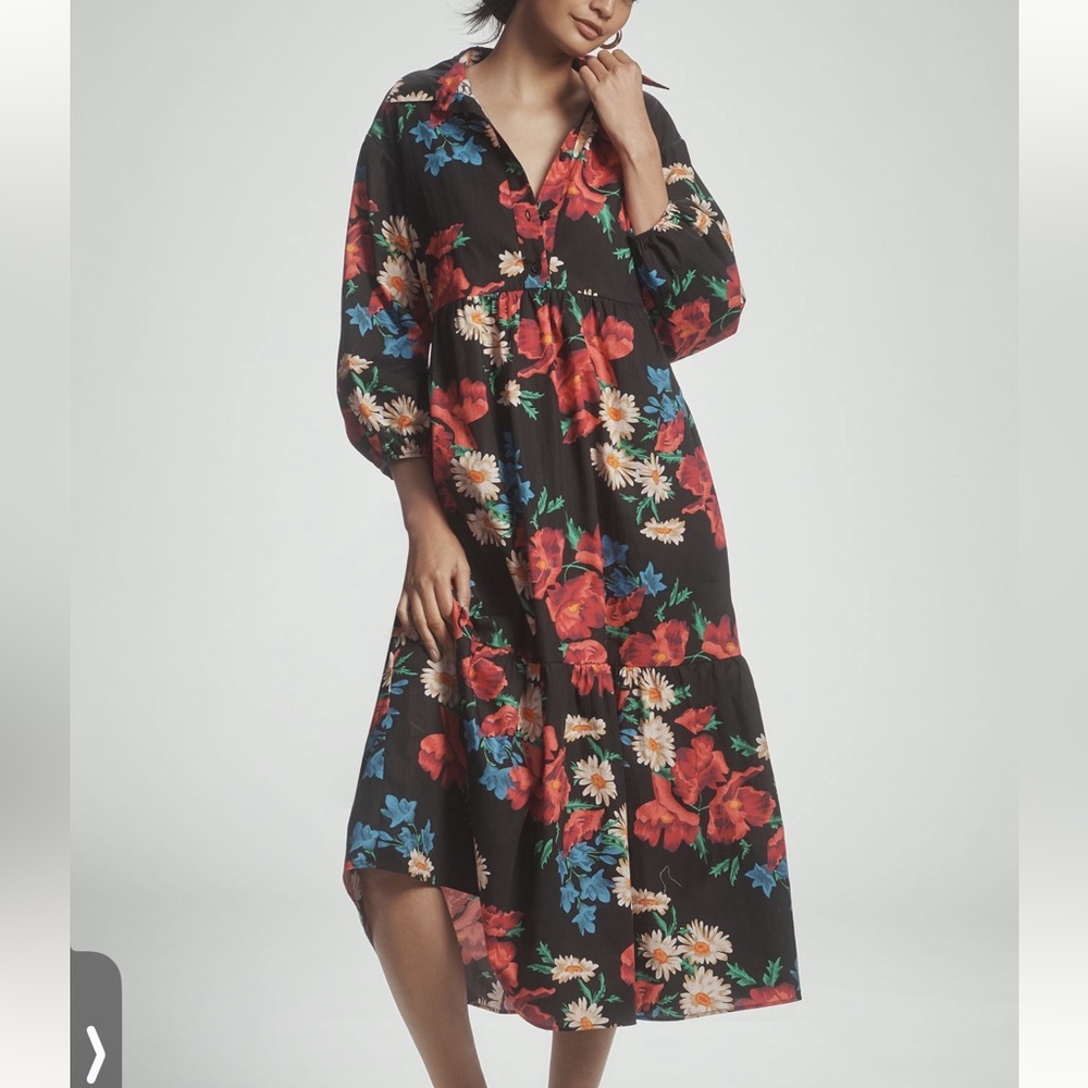 Maeve Bettina Tiered Shirt Dress by Anthropologie